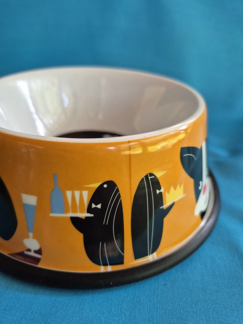 Private Club Dog Bowl Stoneware Non Slip Ring Water Food by Julien Chung